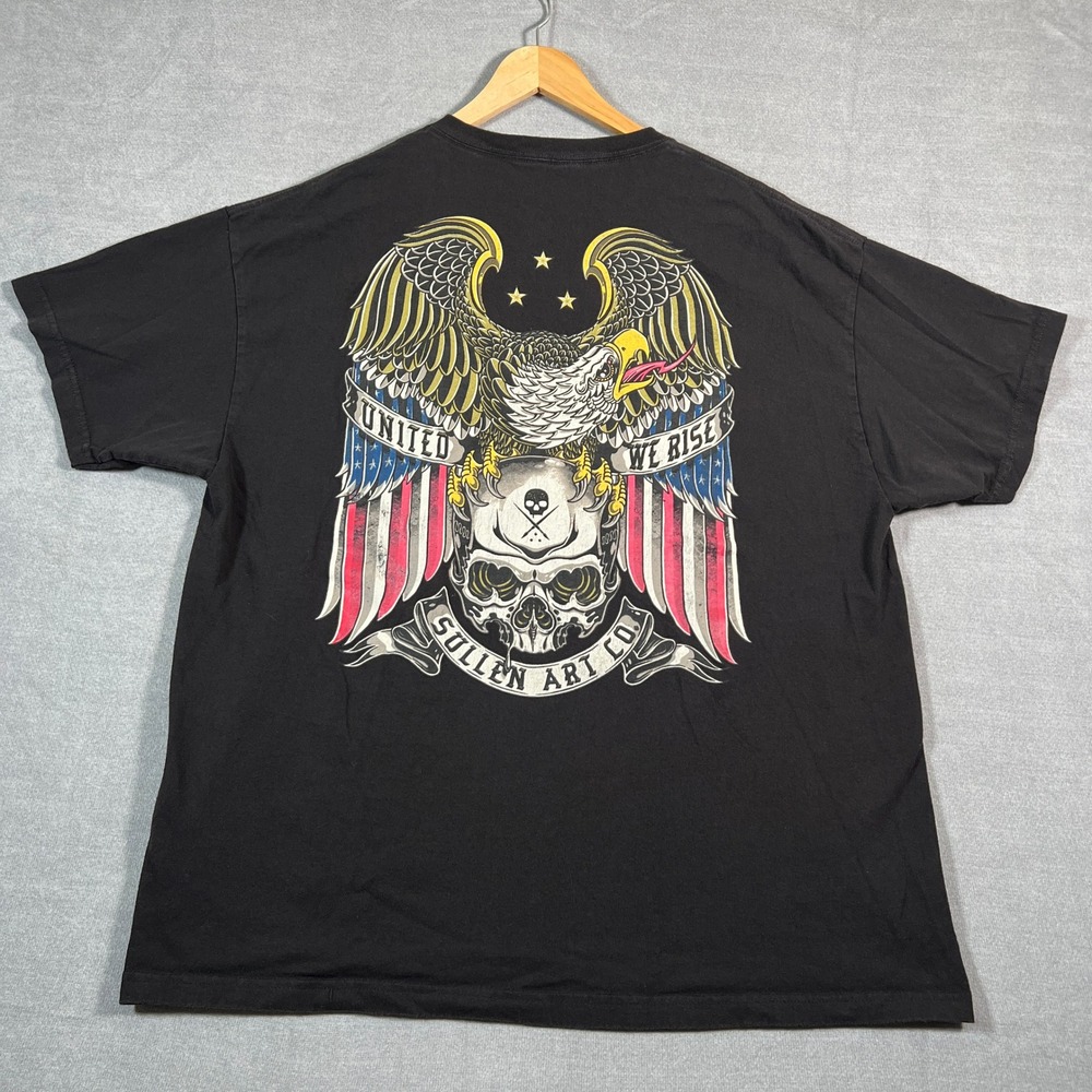 Sullen Art Collective United We Rise Eagle Skull Graphic T-Shirt Mens 2XL Black